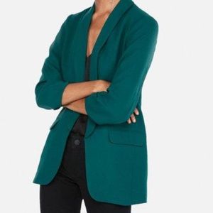 Express Green Ruched Boyfriend Blazer Medium